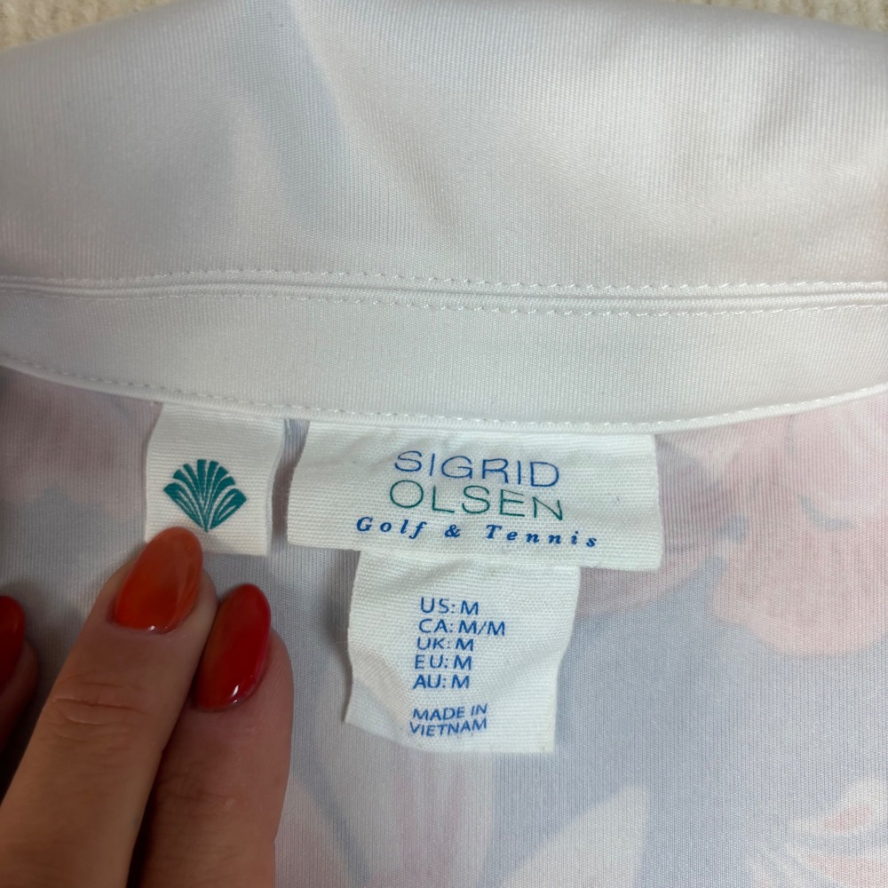 Sigrid Olsen Golf and Tennis Dress Womens M Blue Pink Floral Sleeveless Polo - Picture 3 of 8